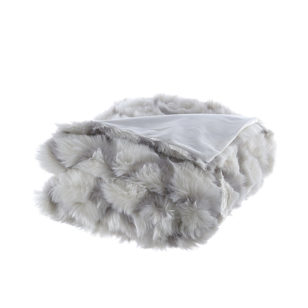 Homeroots 60" X 50" Gray Knitted Acrylic Geometric Throw Blanket Grey Acrylic 531387