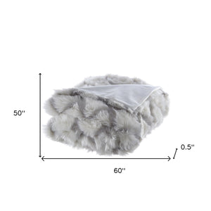 Homeroots 60" X 50" Gray Knitted Acrylic Geometric Throw Blanket Grey Acrylic 531387