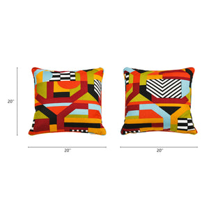 English Elm Jennifer Taylor Home - La Broderie Embroidered 20" Square Throw Pillow with Feather Down Insert, Colorpop Multicolor Luxe Texture B2719P238139