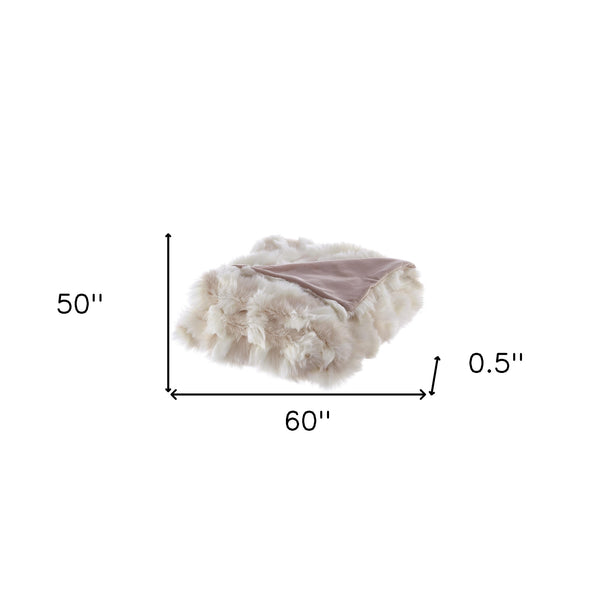 Homeroots 60" X 50" Blush Knitted Acrylic Geometric Throw Blanket Blush Acrylic 531391