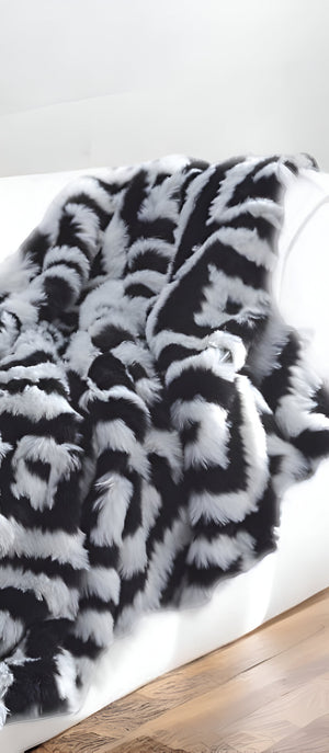 Homeroots 60" X 50" Black Knitted Acrylic Geometric Throw Blanket Black Acrylic 531392