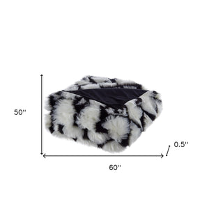 Homeroots 60" X 50" Black Knitted Acrylic Geometric Throw Blanket Black Acrylic 531392