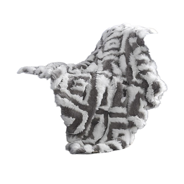 Homeroots 60" X 50" Gray Knitted Acrylic Geometric Throw Blanket Grey Acrylic 531393