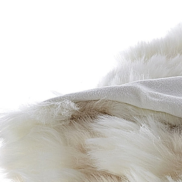 Homeroots 60" X 50" Ivory Knitted Acrylic Geometric Throw Blanket Ivory Acrylic 531394