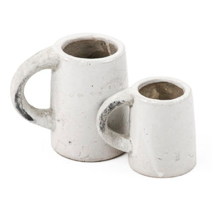 Zentique Distressed White Ceramic Mug farmhouse-style, hand-finished vintage look, dishwasher & microwave safe, generous size 5313M
