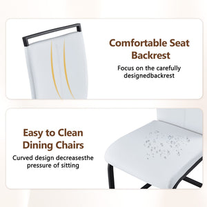 English Elm Table And Chair Set - Contemporary Black Wood Dining Table With 4 Stylish White Pu Chairs, Durable Design W1151S04302-GIGA