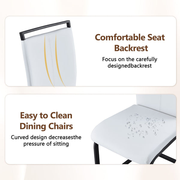 English Elm Table Set 64.5" Stylish Black Wood Dining Table With 6 White Pu Chairs - Modern Elegance For Your Home W1151S04303-GIGA