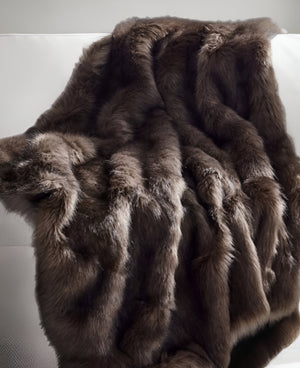 Homeroots 60" X 50" Brown Knitted Acrylic Animal Print Throw Blanket Kodiak Bear Acrylic 531402