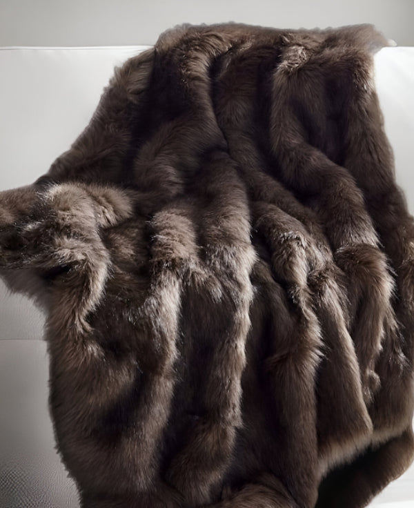 Homeroots 60" X 50" Brown Knitted Acrylic Animal Print Throw Blanket Kodiak Bear Acrylic 531402