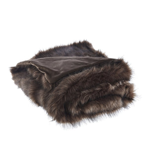 Homeroots 60" X 50" Brown Knitted Acrylic Animal Print Throw Blanket Kodiak Bear Acrylic 531402