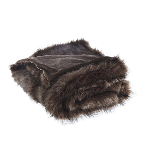 Homeroots 60" X 50" Brown Knitted Acrylic Animal Print Throw Blanket Kodiak Bear Acrylic 531402