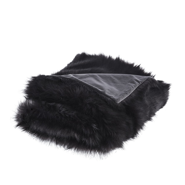 Homeroots 60" X 50" Gray And Black Knitted Acrylic Animal Print Throw Blanket Grey Wolf Acrylic 531403