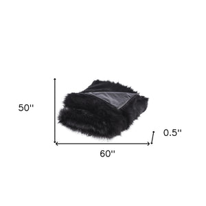 Homeroots 60" X 50" Gray And Black Knitted Acrylic Animal Print Throw Blanket Grey Wolf Acrylic 531403