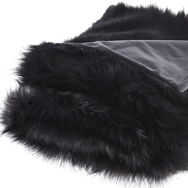 Homeroots 60" X 50" Gray And Black Knitted Acrylic Animal Print Throw Blanket Grey Wolf Acrylic 531403