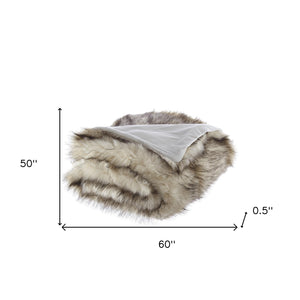 Homeroots 60" X 50" White Knitted Acrylic Animal Print Throw Blanket White Lion Acrylic 531404