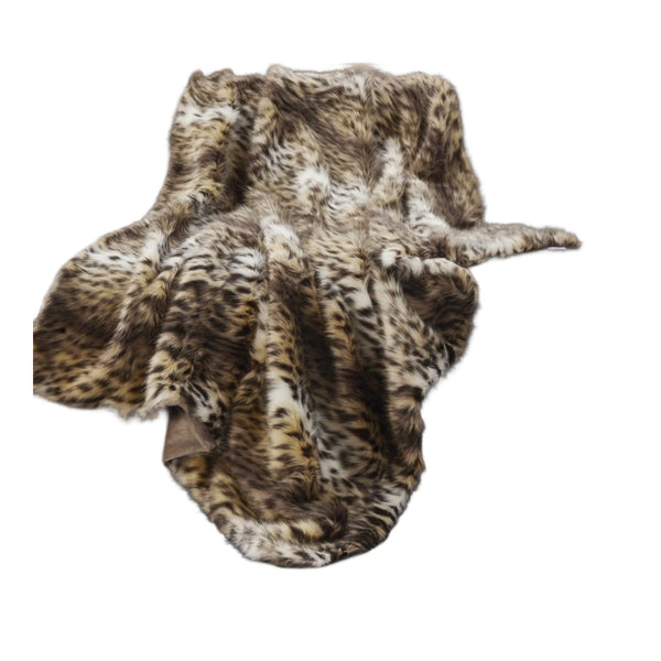 Homeroots 60" X 50" Brown Knitted Acrylic Animal Print Throw Blanket Brown Leopard Acrylic 531405
