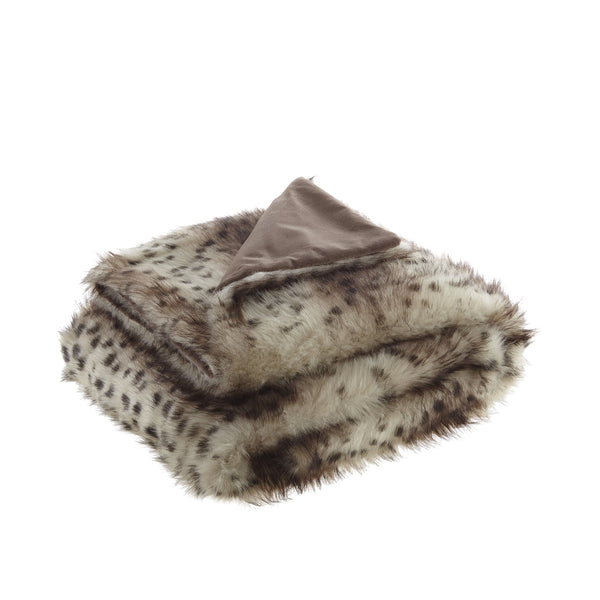 Homeroots 60" X 50" Brown Knitted Polyester Animal Print Throw Blanket Brown Cheetah Polyester 531406