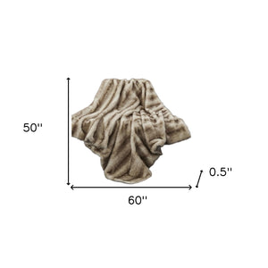 Homeroots 60" X 50" Brown Knitted Polyester Animal Print Throw Blanket Brown Fox Polyester 531407