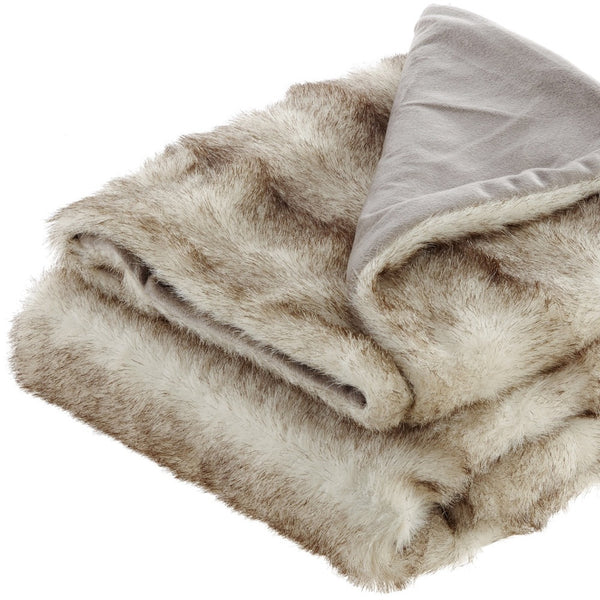 Homeroots 60" X 50" Brown Knitted Polyester Animal Print Throw Blanket Brown Fox Polyester 531407