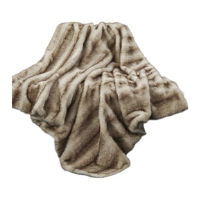 Homeroots 60" X 50" Brown Knitted Polyester Animal Print Throw Blanket Brown Fox Polyester 531407