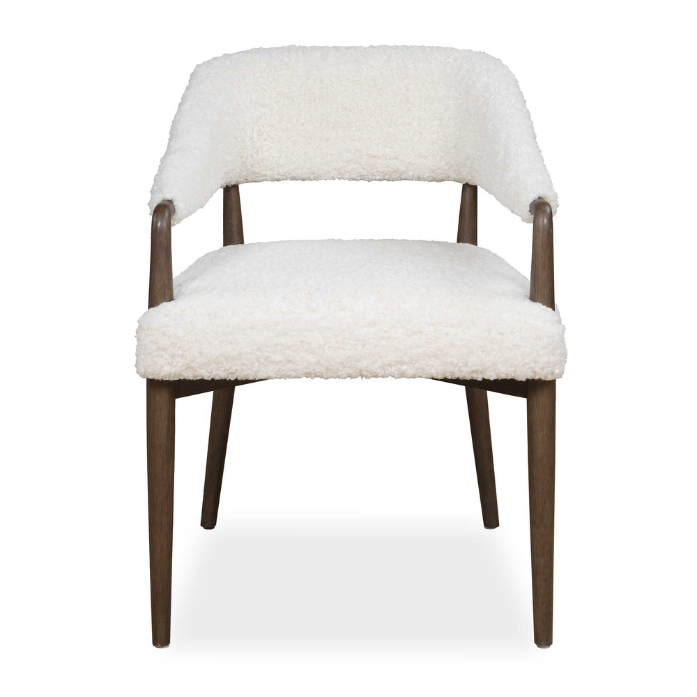 Uttermost Uttermost Austell Barrel Back Faux Shearling Chair with Dark Walnut Wood Frame 53140