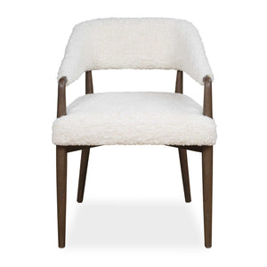 Uttermost Uttermost Austell Barrel Back Faux Shearling Chair with Dark Walnut Wood Frame 53140