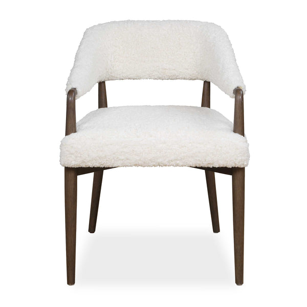 Uttermost Uttermost Austell Barrel Back Faux Shearling Chair with Dark Walnut Wood Frame 53140