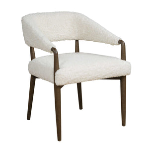 Uttermost Austell Barrel Back Faux Shearling Chair with Dark Walnut Wood Frame