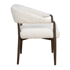Uttermost Austell Barrel Back Faux Shearling Chair with Dark Walnut Wood Frame