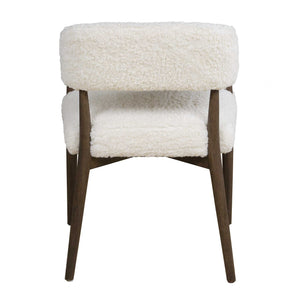 Uttermost Austell Barrel Back Faux Shearling Chair with Dark Walnut Wood Frame