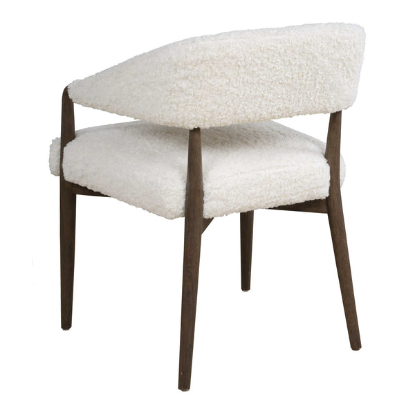 Uttermost Austell Barrel Back Faux Shearling Chair with Dark Walnut Wood Frame