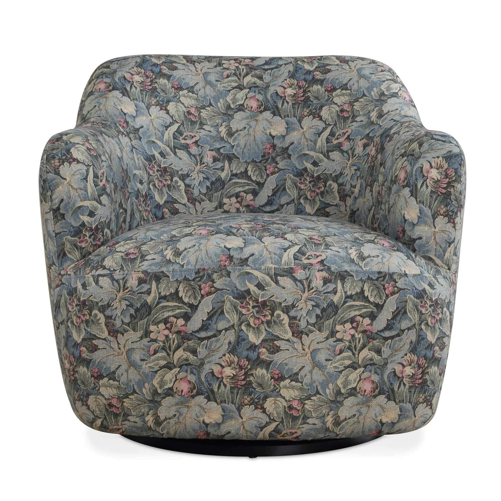 Uttermost Uttermost Ansel Fig Tapestry Swivel Accent Chair with Black Wooden Base for Living Rooms 53141
