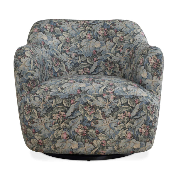 Uttermost Uttermost Ansel Fig Tapestry Swivel Accent Chair with Black Wooden Base for Living Rooms 53141