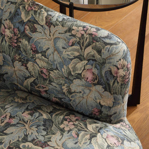 Uttermost Ansel Fig Tapestry Swivel Accent Chair with Black Wooden Base for Living Rooms