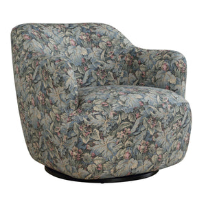 Uttermost Ansel Fig Tapestry Swivel Accent Chair with Black Wooden Base for Living Rooms