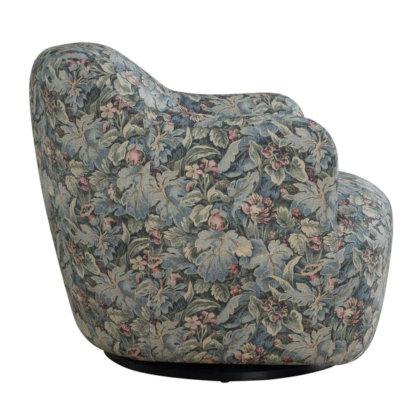 Uttermost Ansel Fig Tapestry Swivel Accent Chair with Black Wooden Base for Living Rooms
