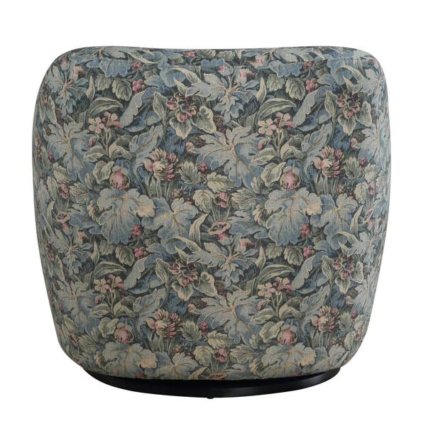 Uttermost Ansel Fig Tapestry Swivel Accent Chair with Black Wooden Base for Living Rooms