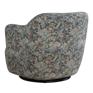 Uttermost Ansel Fig Tapestry Swivel Accent Chair with Black Wooden Base for Living Rooms