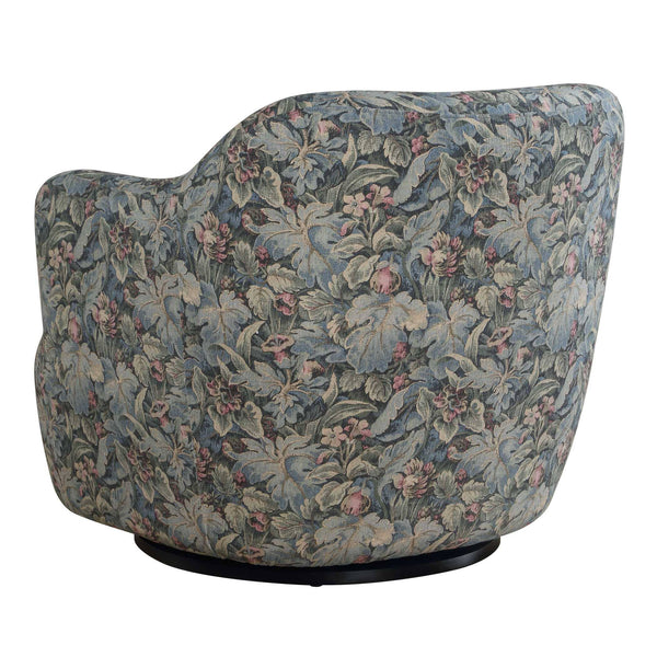 Uttermost Ansel Fig Tapestry Swivel Accent Chair with Black Wooden Base for Living Rooms