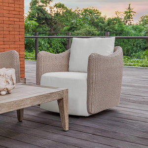 Uttermost Outdoor Wicker Swivel Lounge Chair with All-weather Cushioned Seating