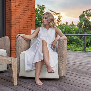Uttermost Outdoor Wicker Swivel Lounge Chair with All-weather Cushioned Seating