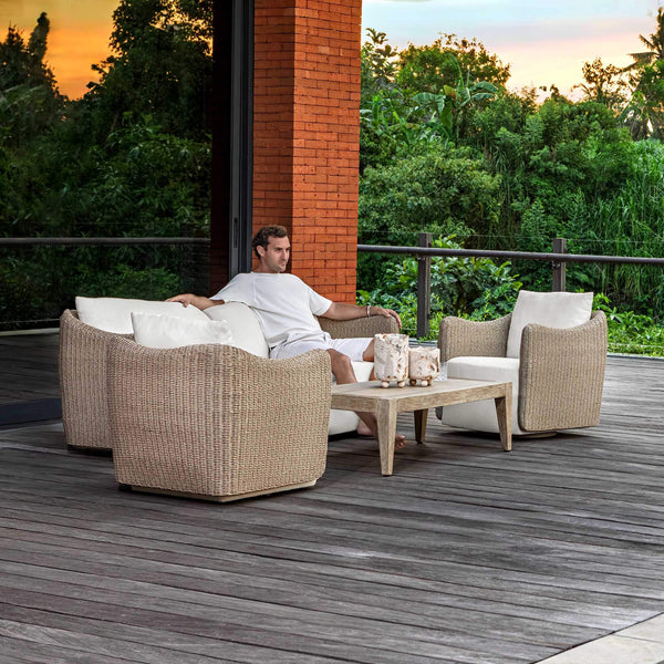Uttermost Outdoor Wicker Swivel Lounge Chair with All-weather Cushioned Seating