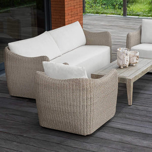 Uttermost Outdoor Wicker Swivel Lounge Chair with All-weather Cushioned Seating