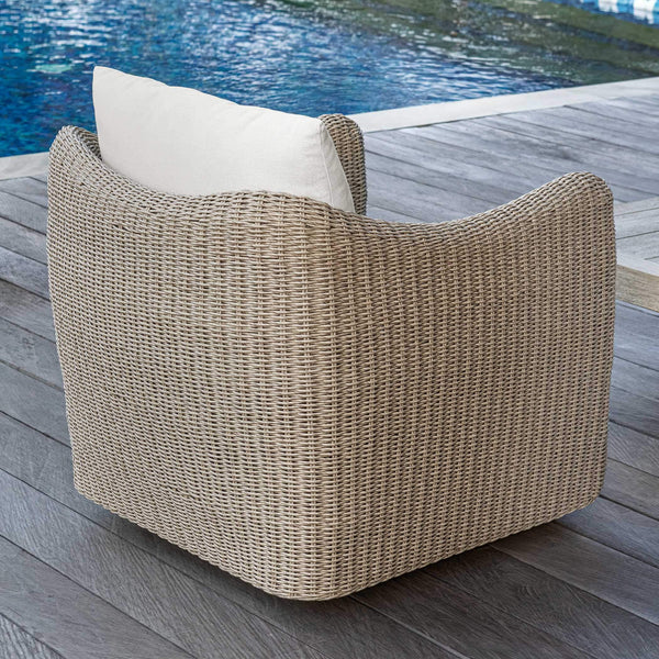 Uttermost Outdoor Wicker Swivel Lounge Chair with All-weather Cushioned Seating