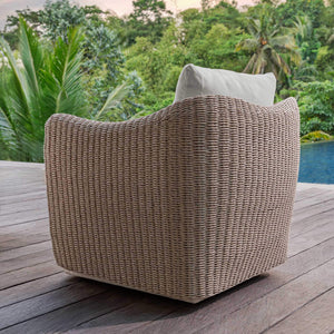 Uttermost Outdoor Wicker Swivel Lounge Chair with All-weather Cushioned Seating