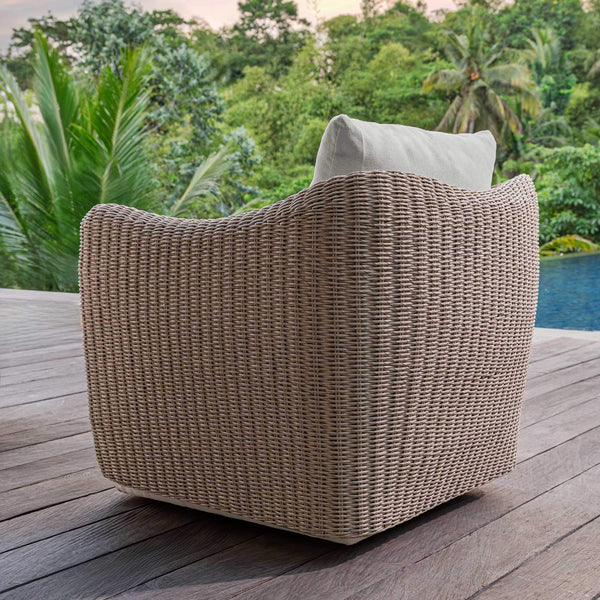 Uttermost Outdoor Wicker Swivel Lounge Chair with All-weather Cushioned Seating