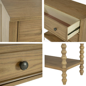 JLA Home Madison Park Signature - 2 Drawer Accent Chest with Solid Wood Frame, Turned Legs, Antique White Finish & Deep Storage Natural MPS130-0306