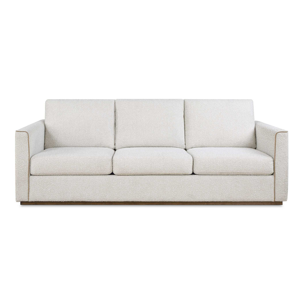 Uttermost Uttermost Lorien Cream Boucle Sofa with Walnut Plinth Base for Modern Living Rooms 53146