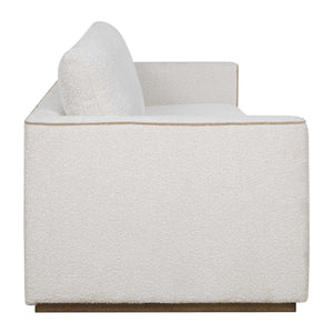 Uttermost Lorien Cream Boucle Sofa with Walnut Plinth Base for Modern Living Rooms