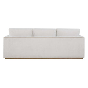 Uttermost Lorien Cream Boucle Sofa with Walnut Plinth Base for Modern Living Rooms
